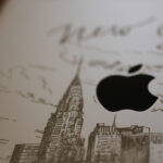 Line drawing engraving on iPad 2