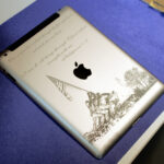 Custom engraved iPad with bible script and artwork