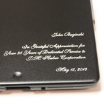 Inscription on metal iPad case