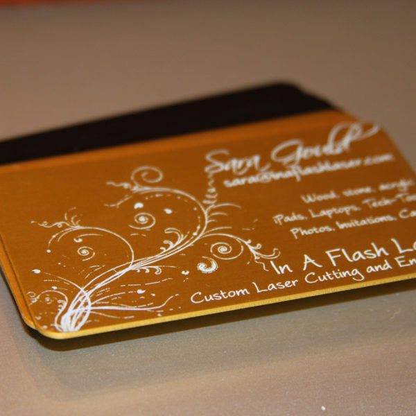 Laser engraved business cards