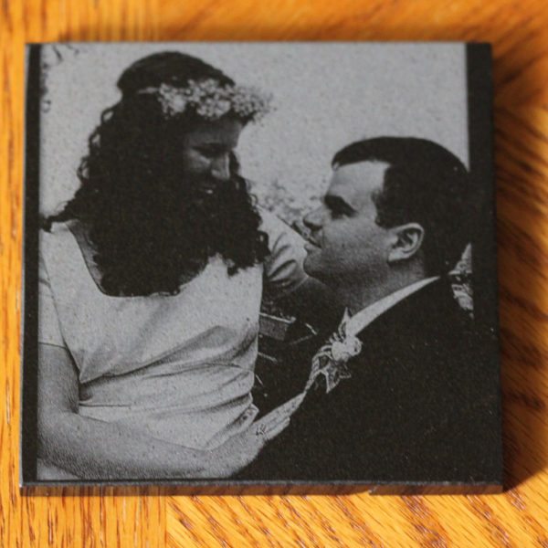 Laser engraved granite tile